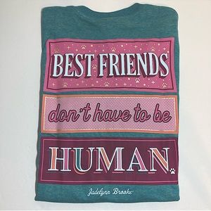 NWT JADELYNN BROOKE Best Friends Don’t Have To Be Human Graphic Tee Shirt Small